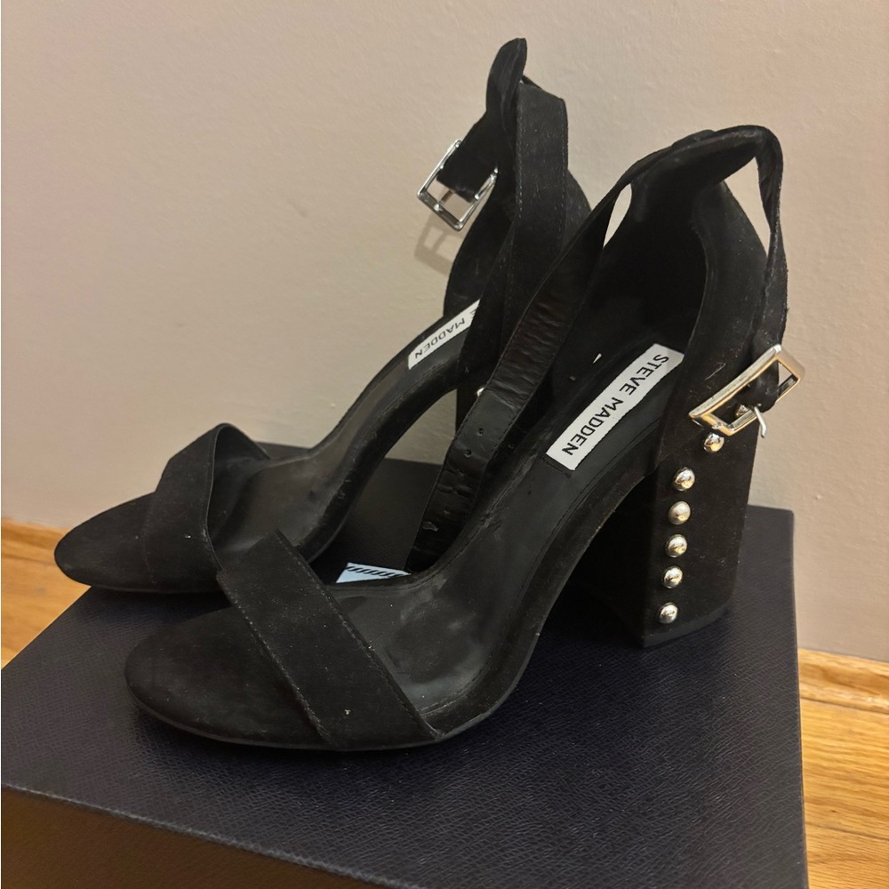 Steve Madden Black Heels with Silver Accents